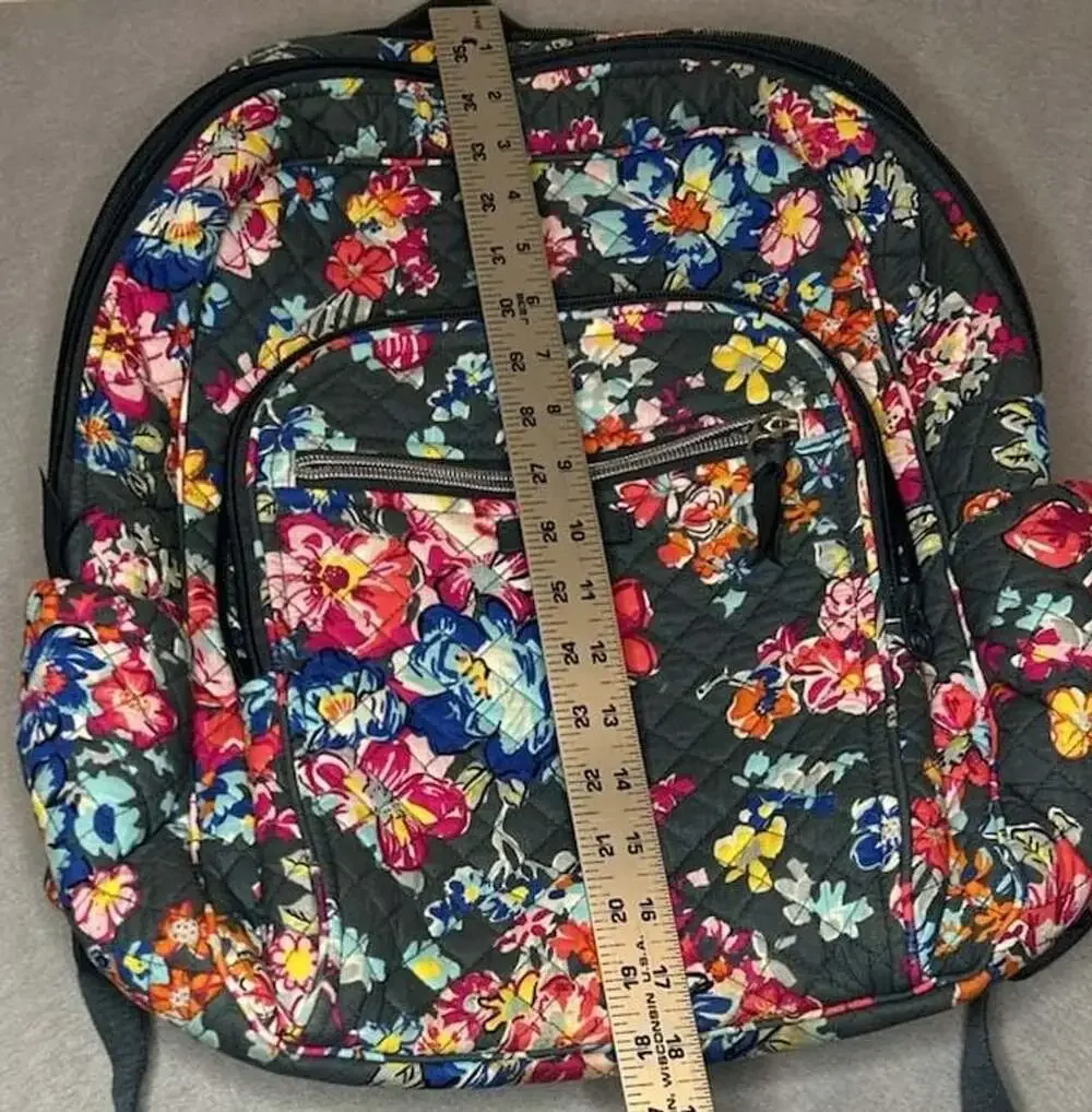 Vera Bradley Campus Backpack Gray Multi Floral Quilted